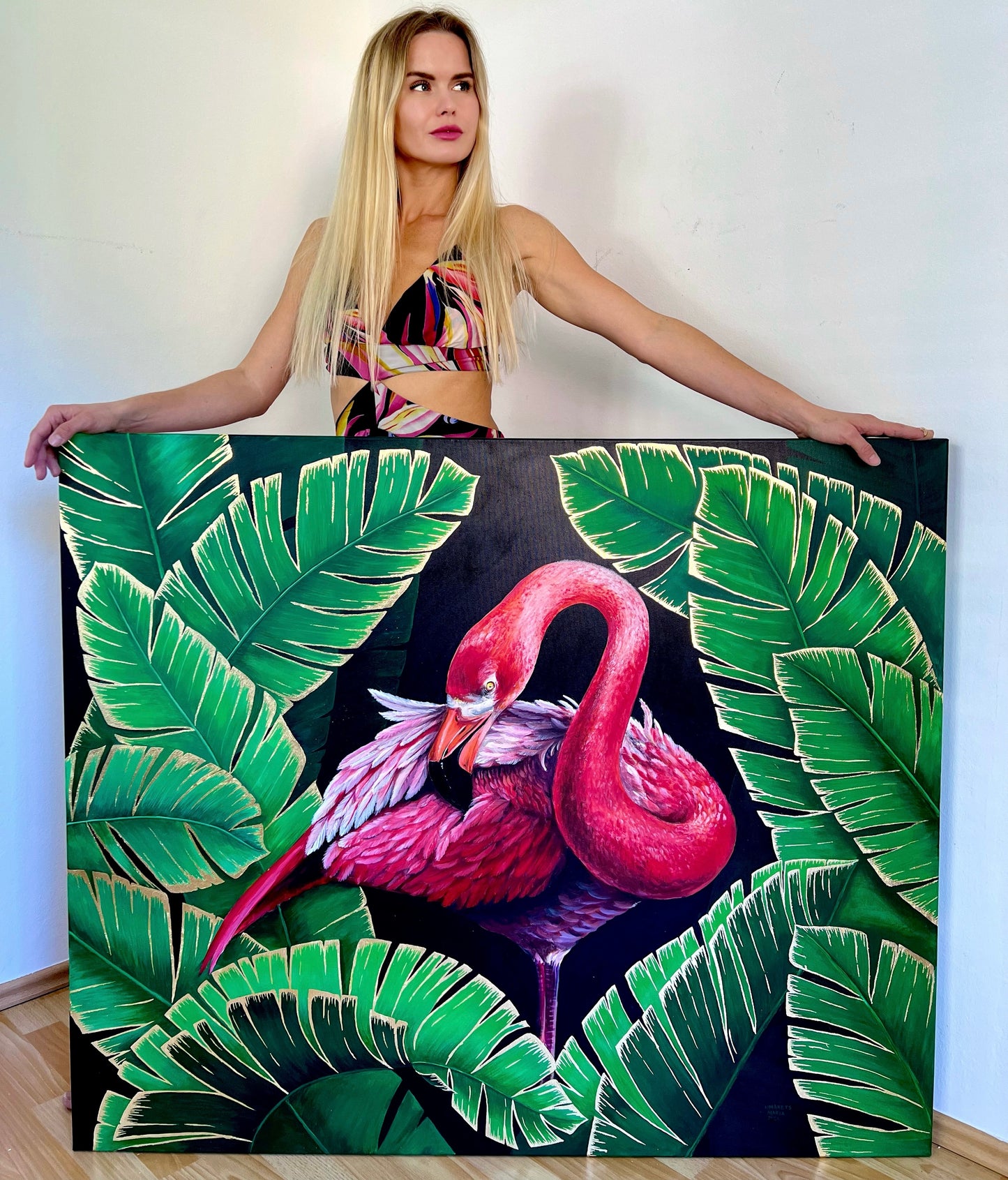 Flamingo in the rain forest