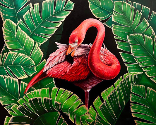 Flamingo in the rain forest