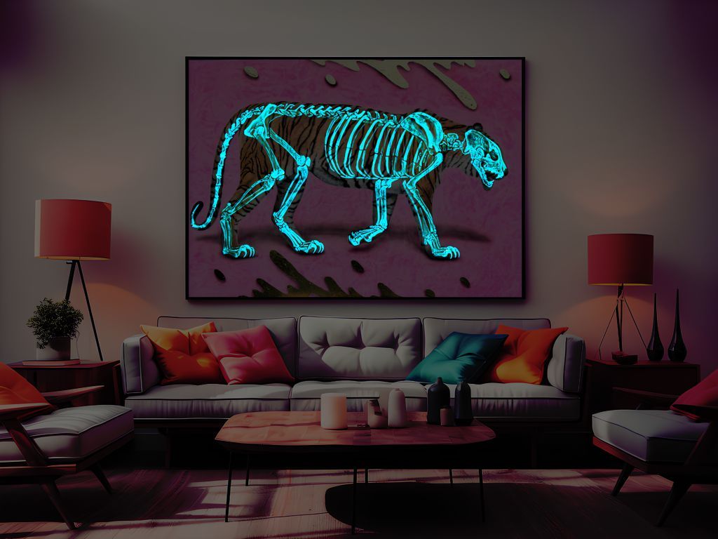 Tiger. Glow-in-the-dark painting