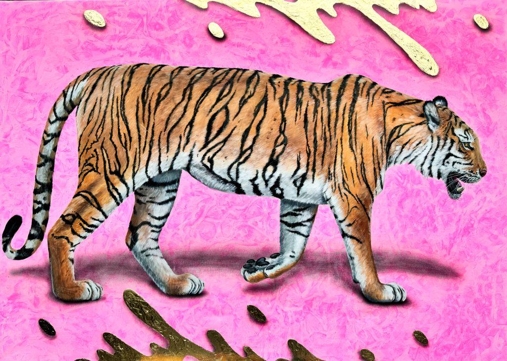 Tiger. Glow-in-the-dark painting